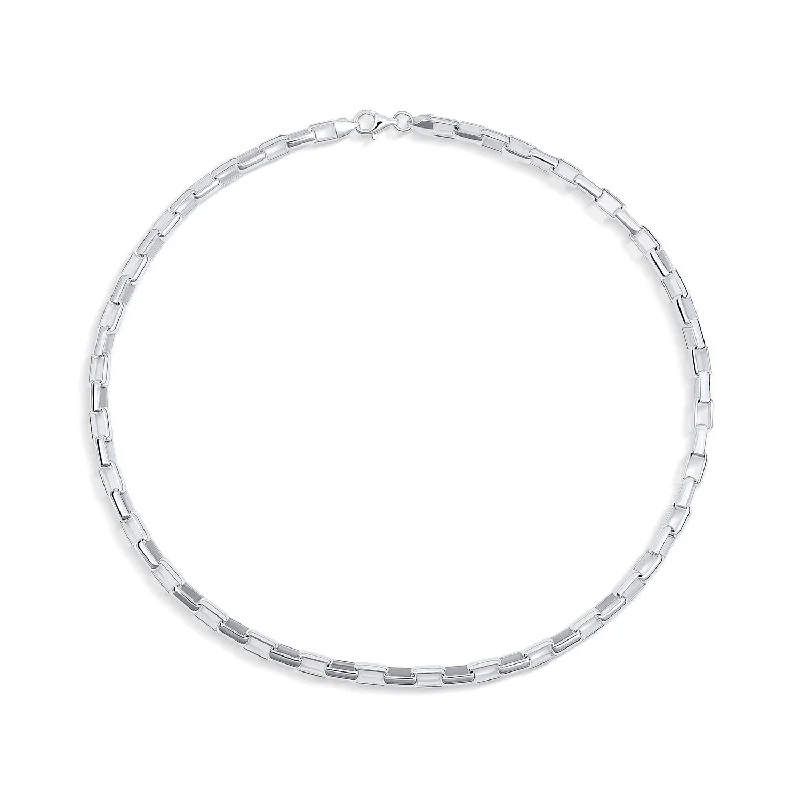 women's necklaces with diamond bezel -Men's Italian Sterling Silver 5MM Paper Clip Chain Necklace 20" Long Unisex