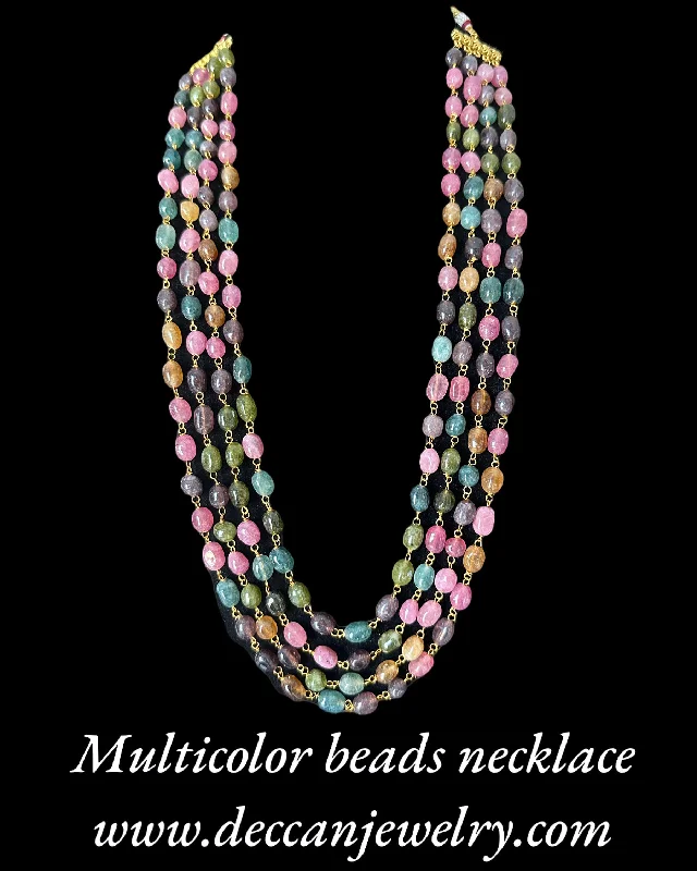 women's necklaces with adjustable length -DLN58 Multicolor beads necklace ( READY TO SHIP )