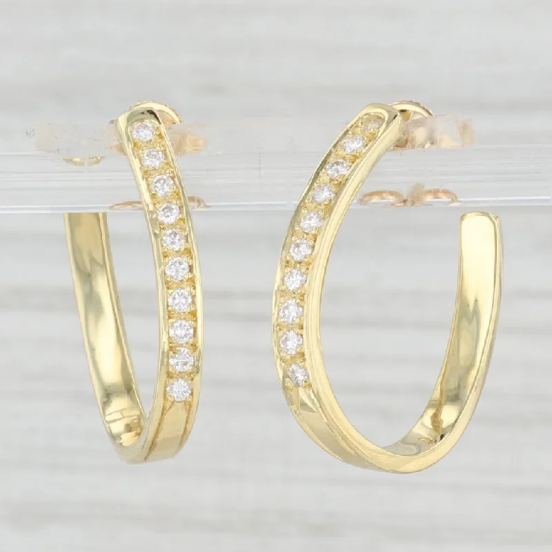 women's earrings with matching set -0.30ctw Diamond Horseshoe Hoop Earrings 18k Yellow Gold Pierced Hoops