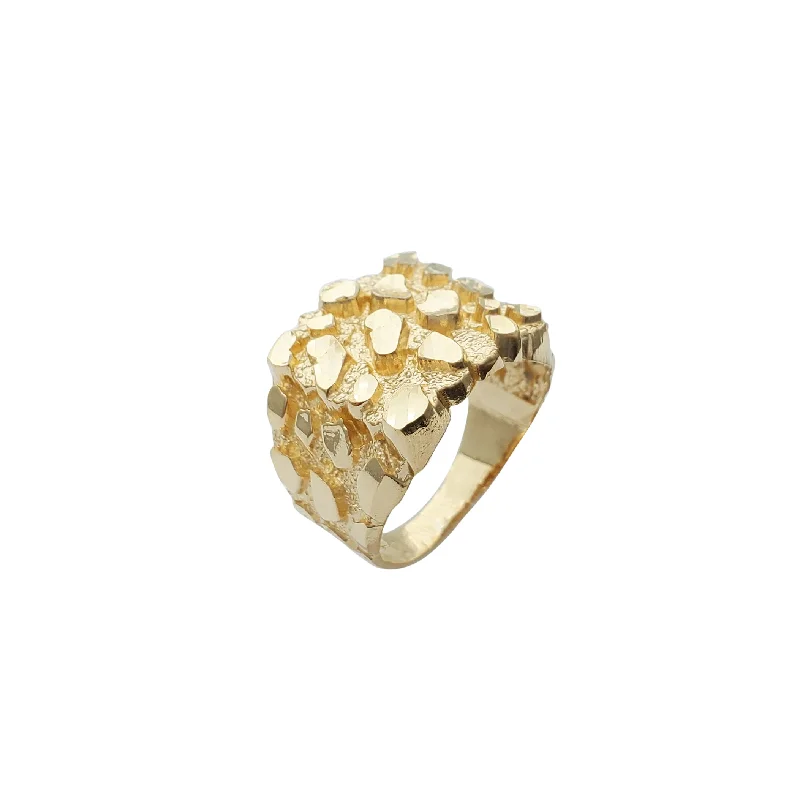 women's rings with vintage-inspired band -Square Nugget Man Ring (14K)