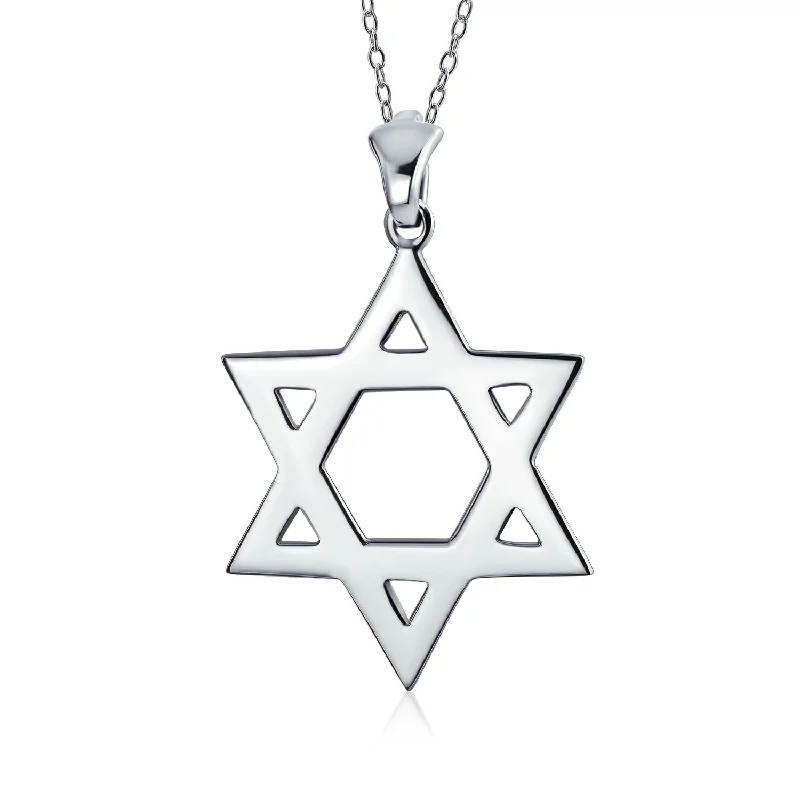 women's necklaces with custom design -Classic Judaica Star of David Pendant Necklace in Sterling Silver for Teens & Men