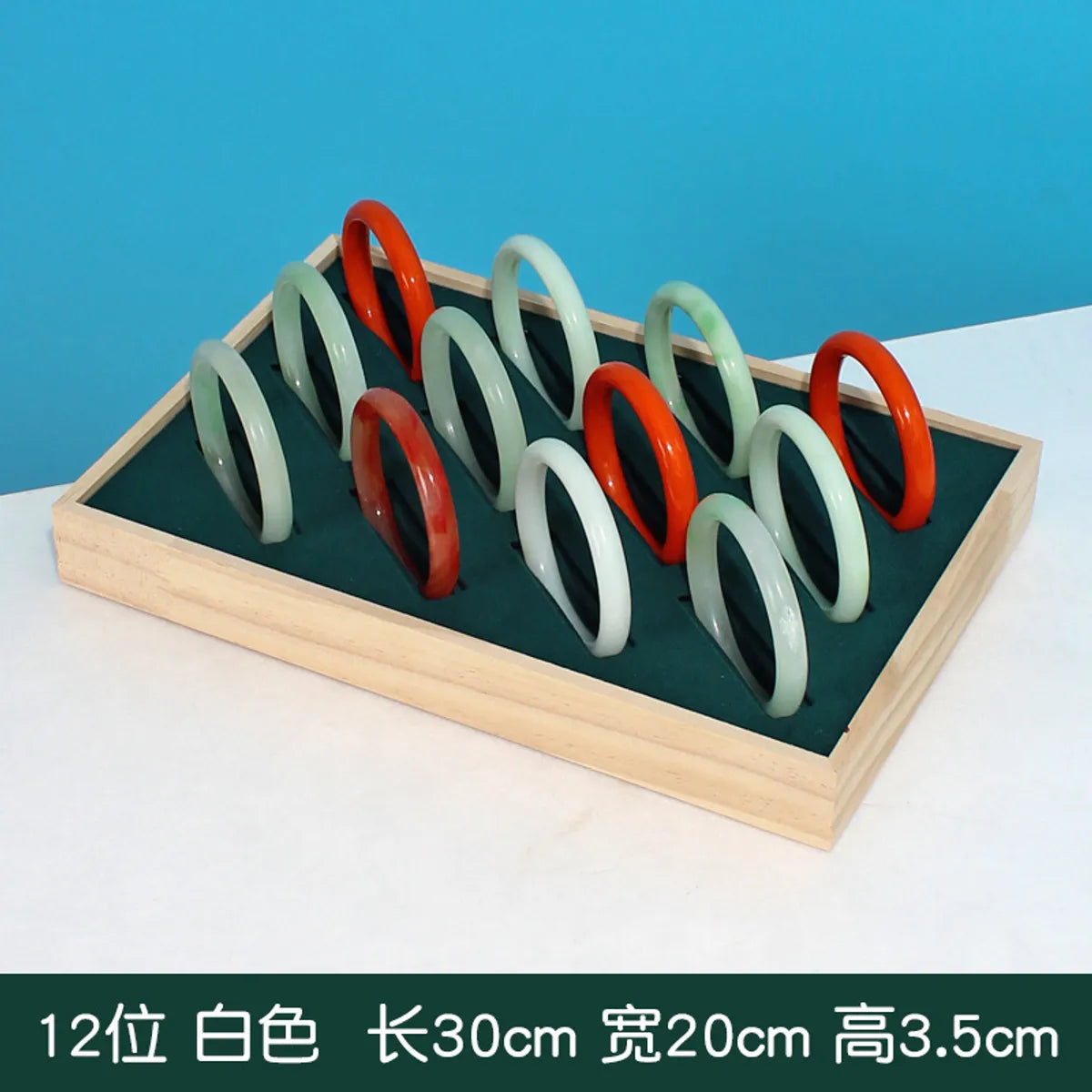 Dark Green Solid Wood Bracelet Display Plate