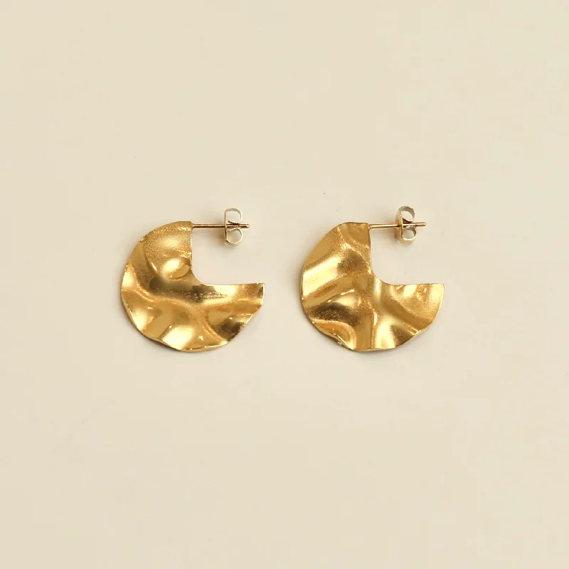 women's earrings with minimalist hoop -Gold Foil Large Circle Earrings