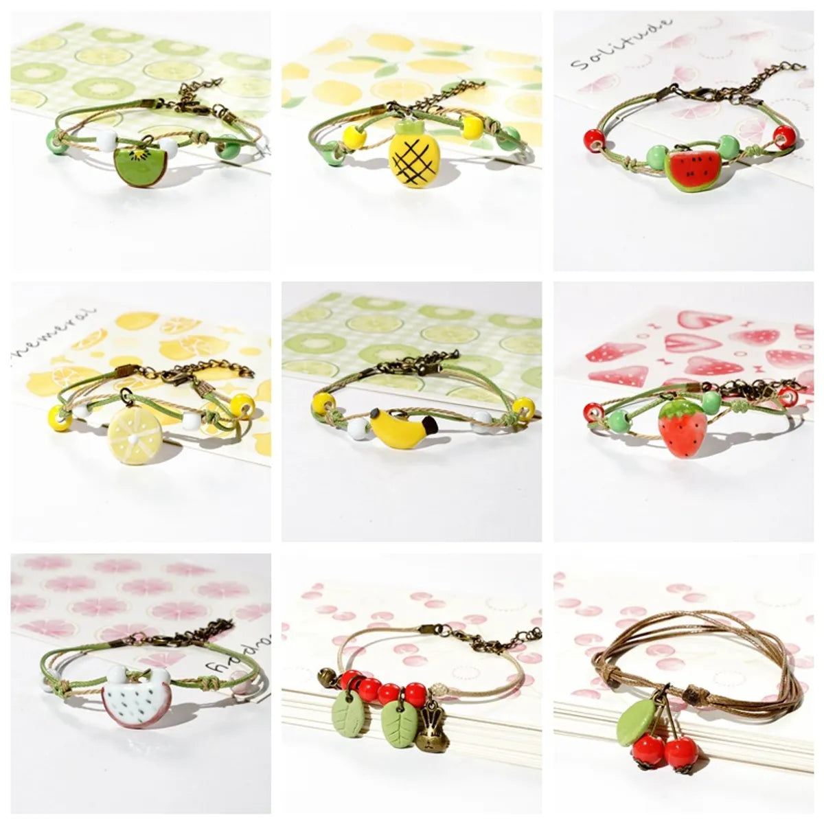 women's bracelets with double band design -Simple Style Fruit Alloy Beaded Bracelets