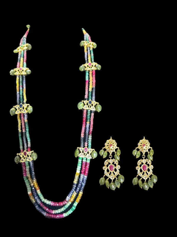 women's necklaces diamond -DLN56 Raina multi rainbow real beads  necklace with earrings (READY TO SHIP )