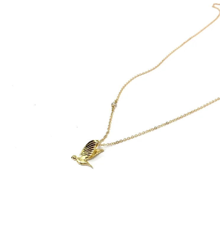 women's necklaces with vintage pendant -Birdie Necklace - Brass