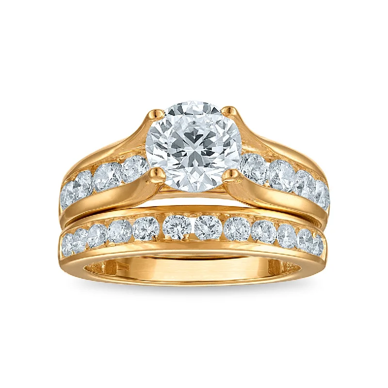 women's engagement rings with three-stone design -Red Hot Deal 3 CTW Lab Grown Diamond Bridal Set in 14KT Gold