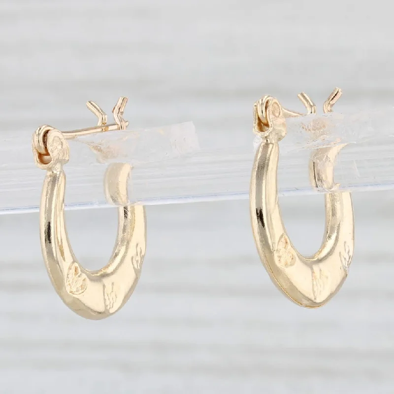 women's earrings with floral design -Heart Accented Hoop Earrings 10k Yellow Gold Snap Top Round Hoops