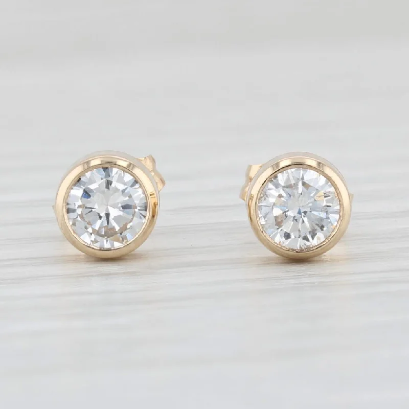 women's earrings with vintage-inspired design -New 0.85ctw Round Diamond Solitaire Stud Earrings 14k Yellow Gold