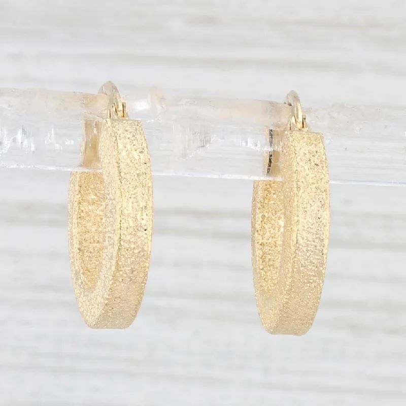 women's earrings with luxury diamonds -Shimmering Brushed Hoop Earrings 14k Yellow Gold Round Hoops Snap Top