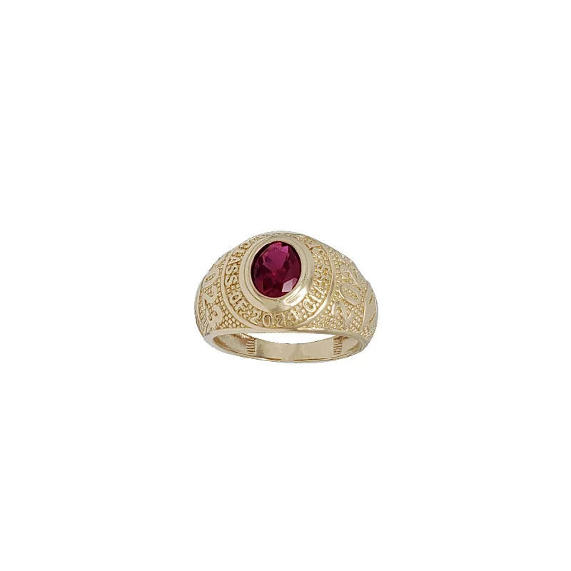 women's rings with unique gemstone -Oval Shape Red Stone School Ring 2023 (14K)