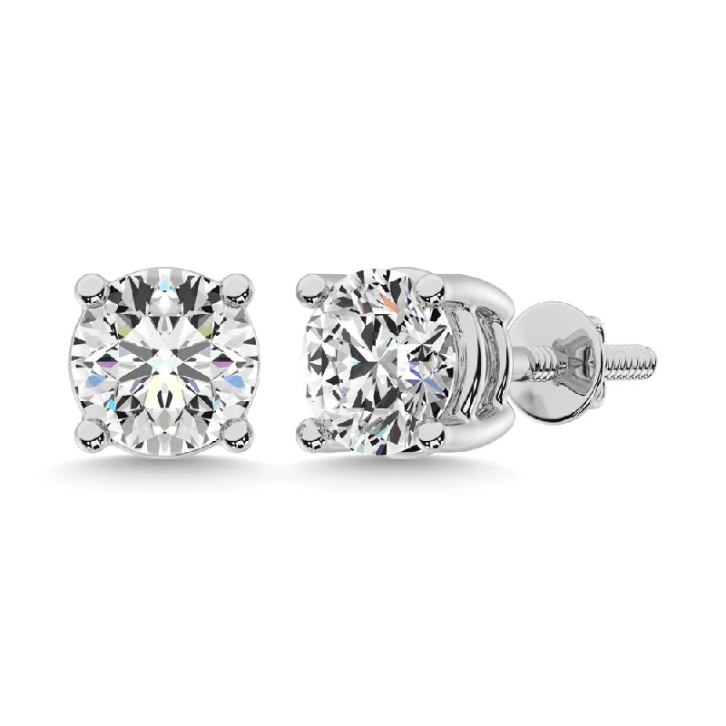 women's earrings with round shape -14K White Gold 1 Ct.Tw. Supreme Diamond Stud Earrings