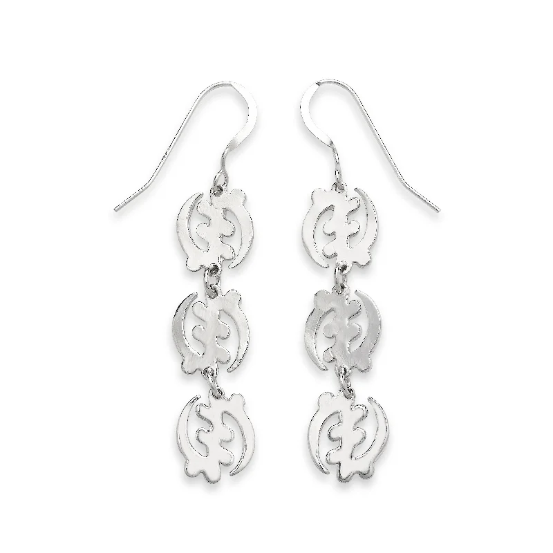 women's earrings with chic pearls -Gye Nyame .925 Sterling Silver Dangle Earrings