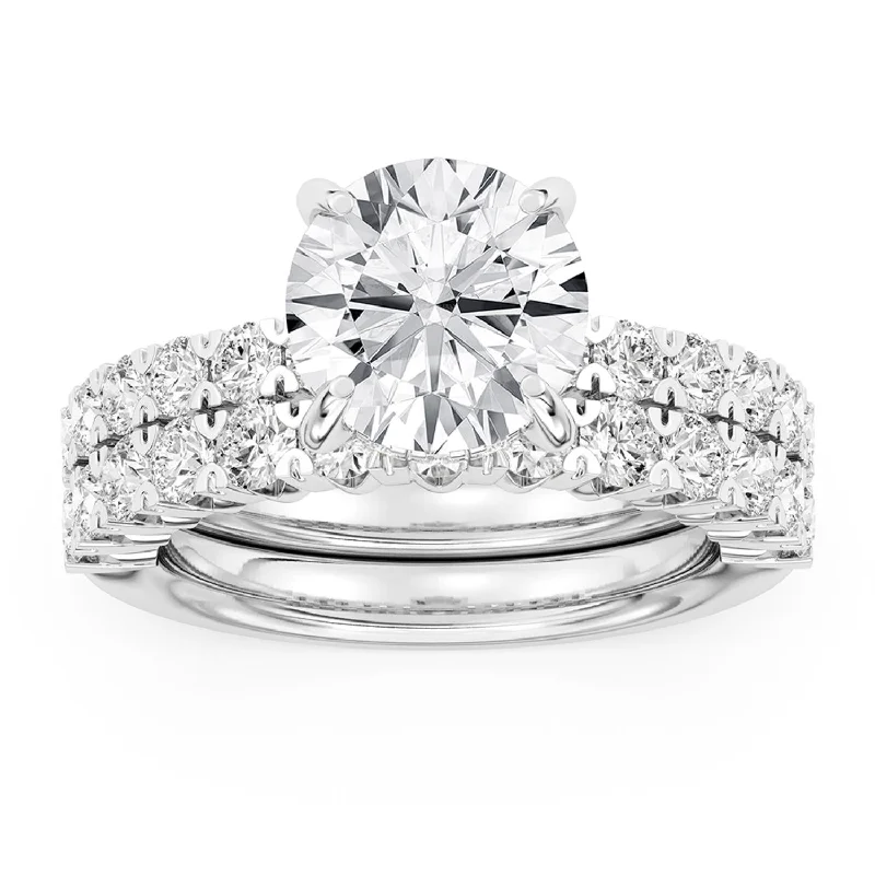 women's engagement rings with diamond halo -Signature EcoLove Diamond Dreams 4-3/4 CTW 100 Facet Centurion Diamond Bridal Set in Platinum