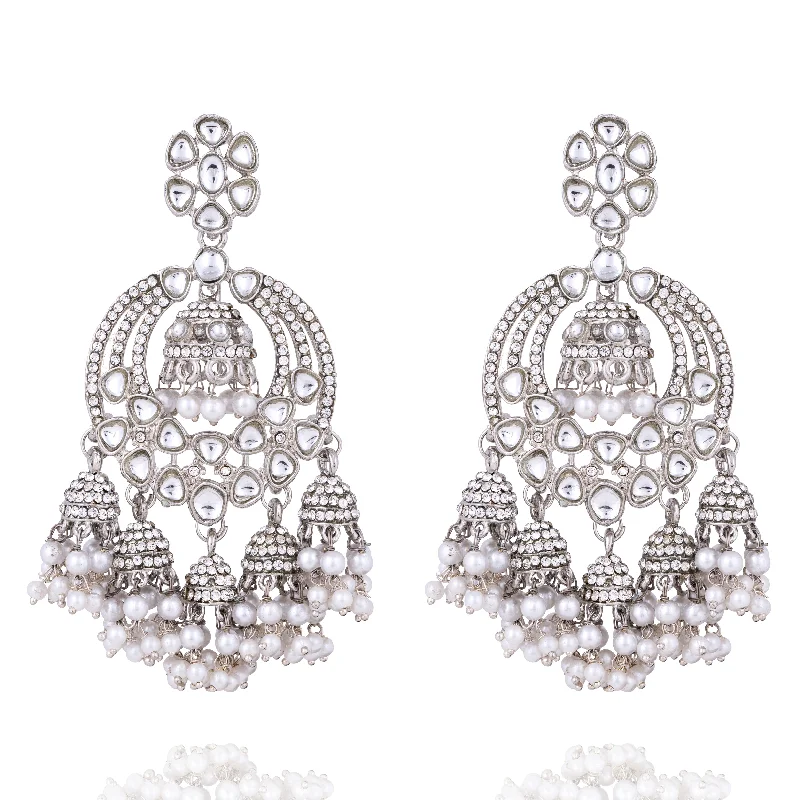 women's earrings with long-lasting shine -Saumya Earrings - Silver