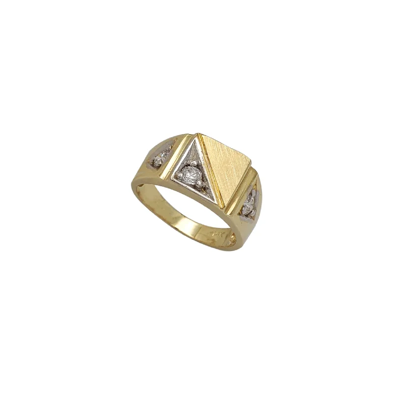 women's rings with princess-cut stone -Zirconia Two-Tone Regal Signet Ring (14K)