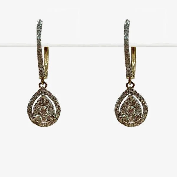 women's earrings with intricate design -14k Yellow Gold Diamond Earrings