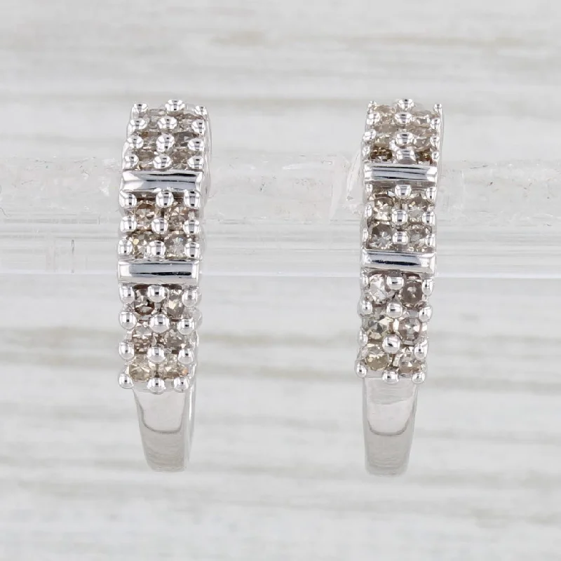 women's earrings with white gold -0.20ctw Diamond Hoop Earrings 10k White Gold Snap Top Round Hoops