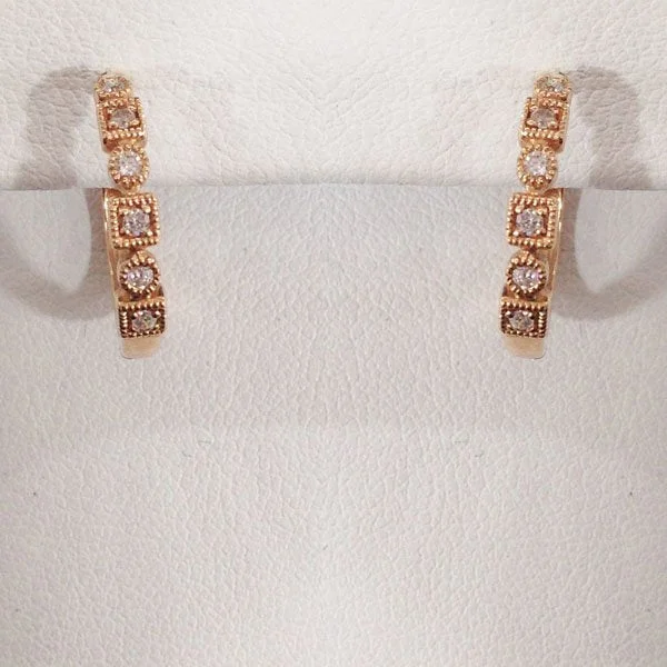 women's earrings with glamorous sparkle -14k Rose Gold Diamond Earrings