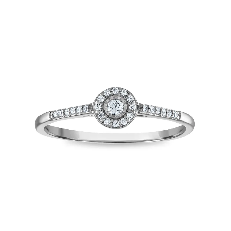 women's engagement rings with intricate details -LoveSong 1/10 CTW Diamond Promise Halo Ring in 10KT White Gold