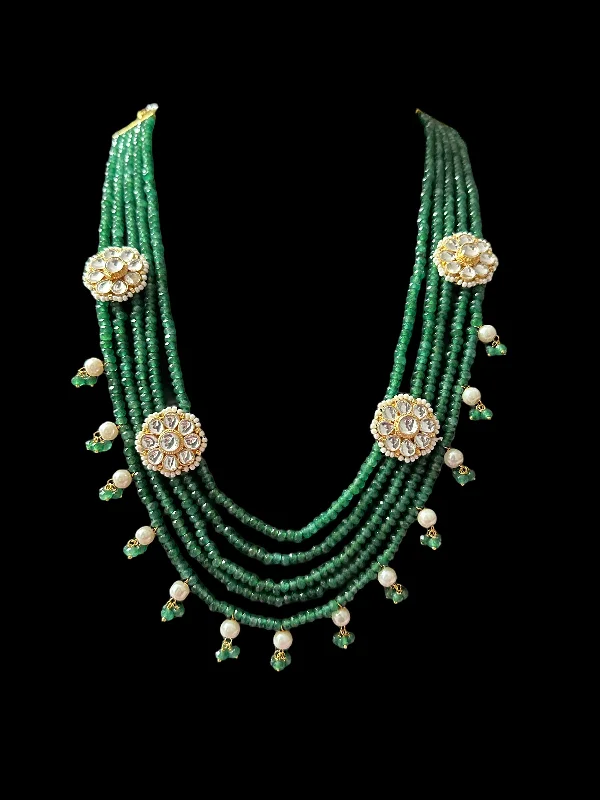 women's necklaces with twisted gold -DLN63 pachi kundan necklace in beads ( READY TO SHIP )