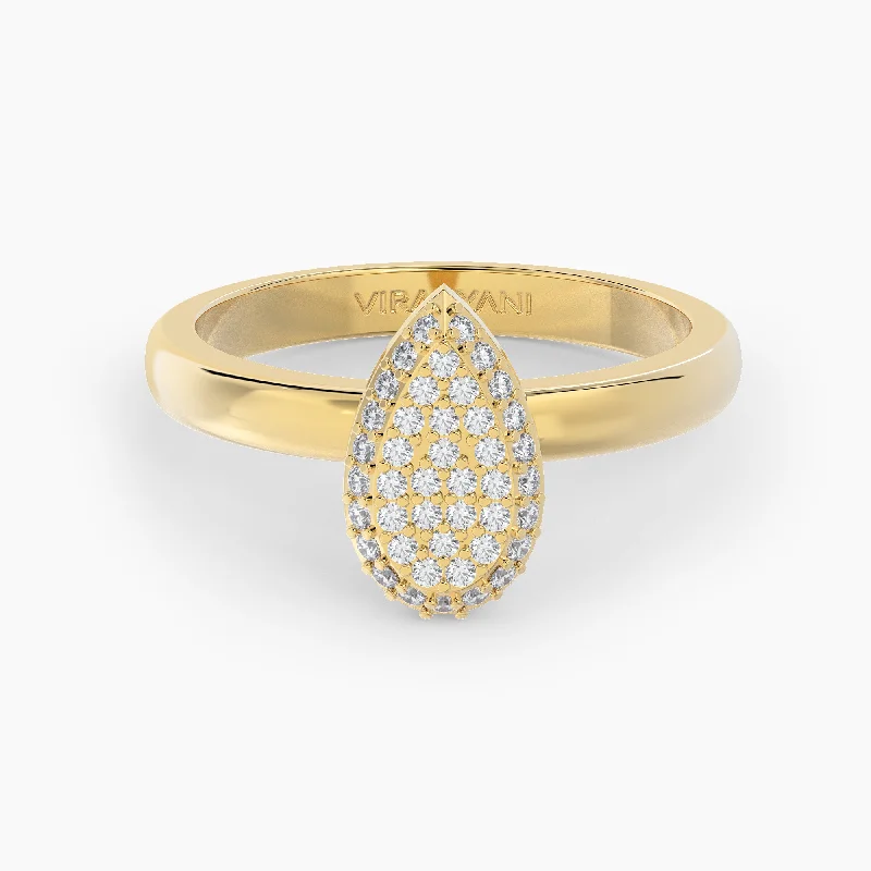 women's engagement rings with bold setting -Pear Shaped AMoré Pavé Ring With 0.35 ct. Diamonds