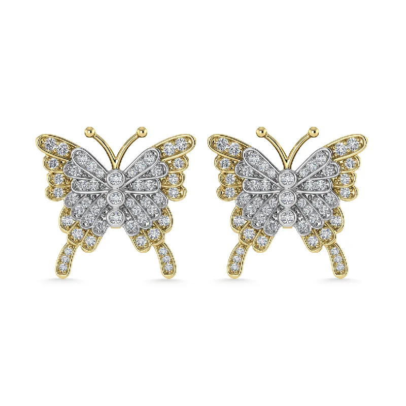 women's earrings with sapphire -Diamond 1/3 Ct.Tw. Fashion Earrings in 10K Two Tone