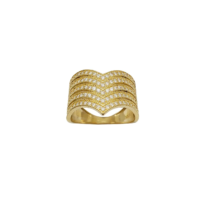 women's rings with square setting -Zirconia Chevron Lady Ring (14K)