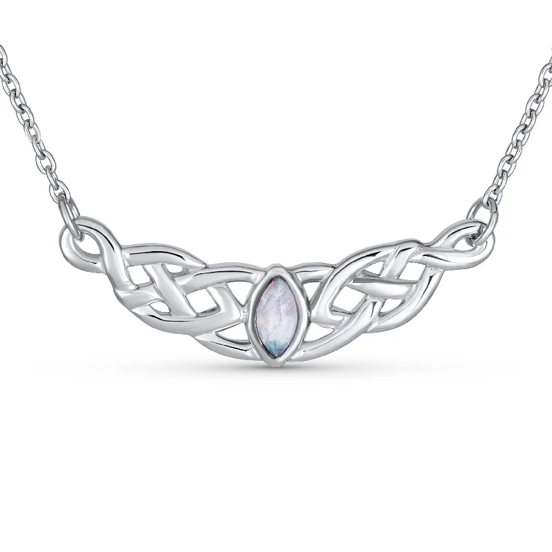 women's necklaces with engraved messages -Traditional Irish Celtic Trinity Collar Necklace with Color Changing Moonstone