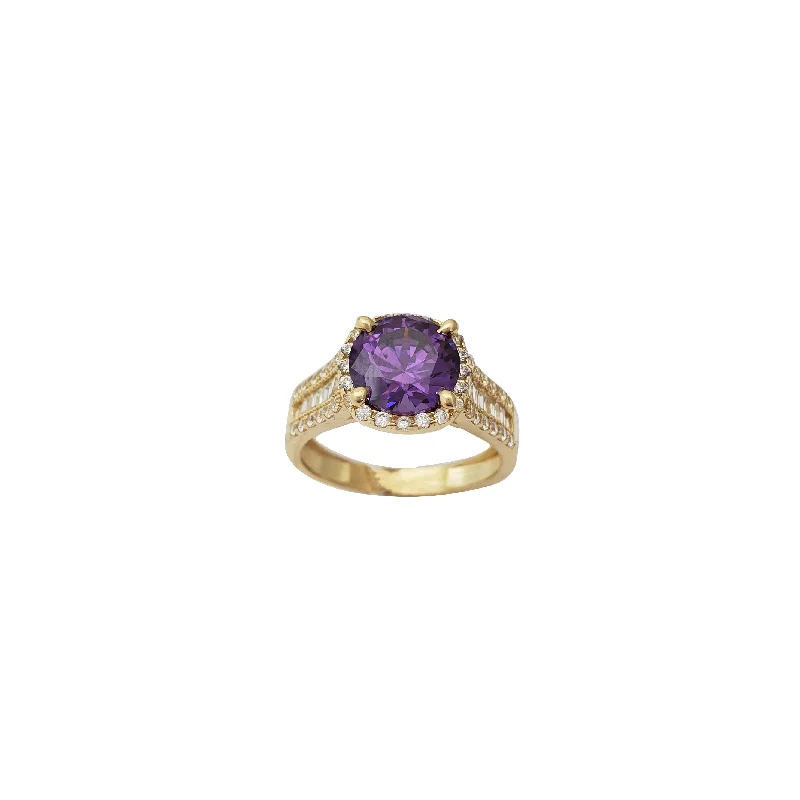 women's rings with glamorous finish -Purple Zirconia & Channel Setting Ring (14K)