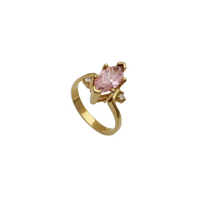 women's rings with modern style -High-Setting Pink Marquise Lady Ring (14K)