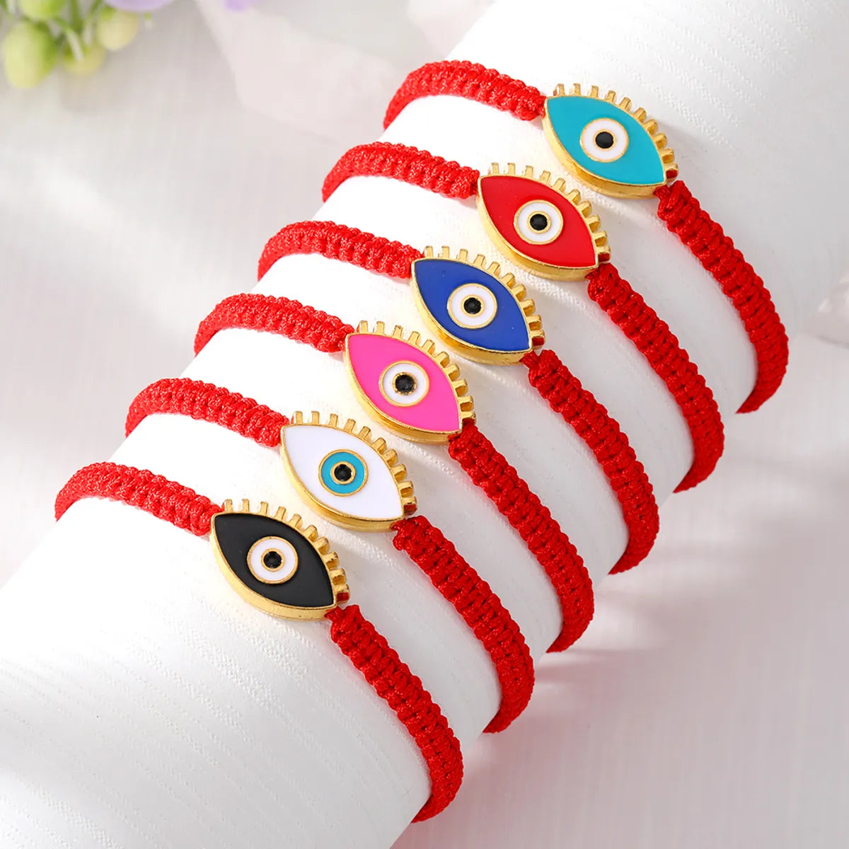 women's bracelets with open cuff -1 Piece Simple Style Devil's Eye Alloy Rope Knitting Enamel Women's Bracelets