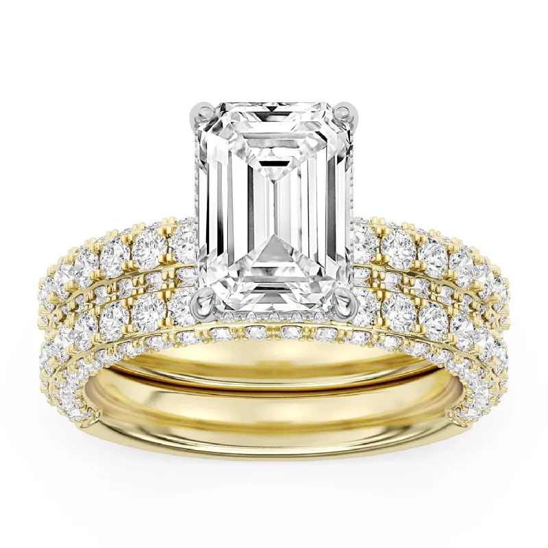 women's engagement rings with vintage setting -Signature EcoLove Diamond Dreams 5-1/2 CTW 100 Facet Centurion Diamond Bridal Set in 18KT Yellow Gold