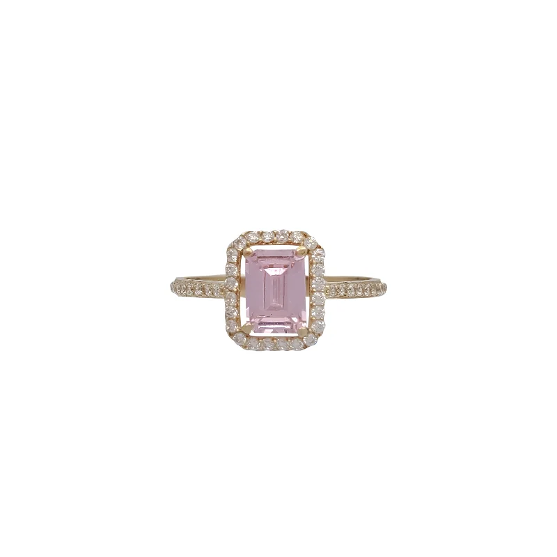 women's rings with engraved details -Pink Emerald Lady Ring 18K