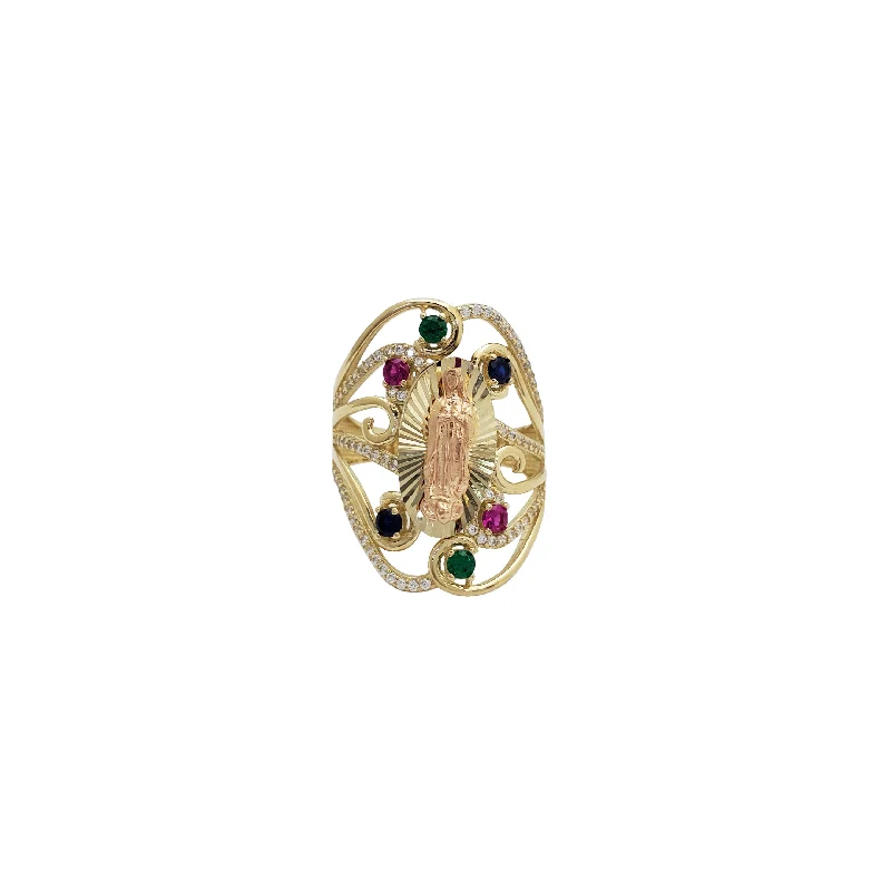 women's rings gold -Multi-Color Virgin Mary Ring (14K)