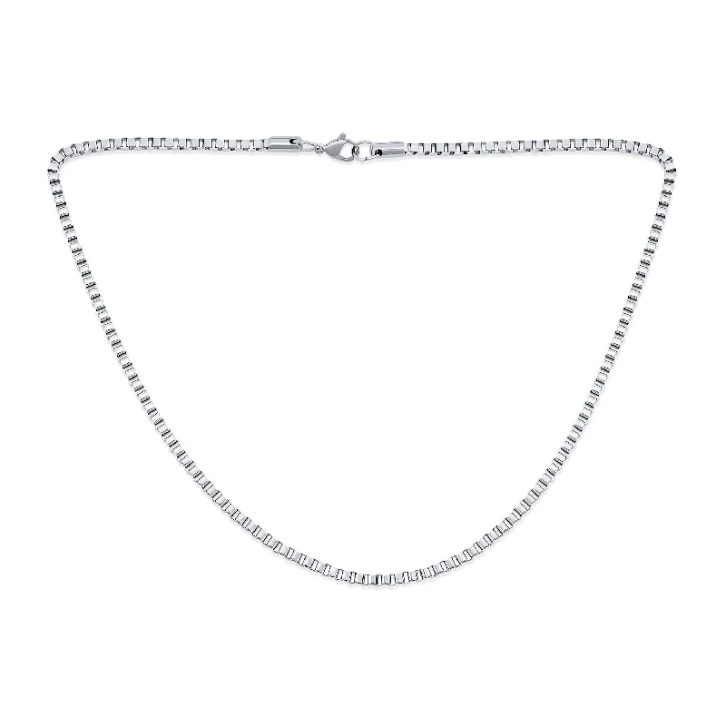 women's necklaces with delicate chain -Stainless Steel 3mm Medium Men's Box Chain Necklace