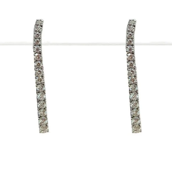 women's earrings with sleek design -18k White Gold Diamond Earrings