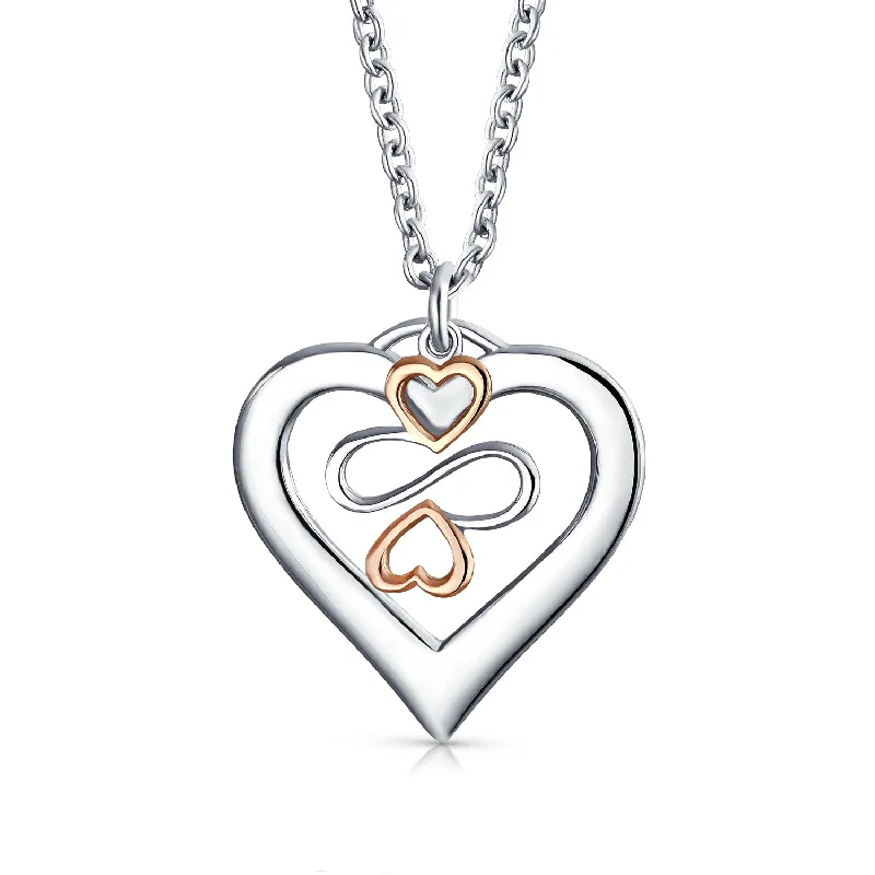 women's necklaces with geometric design -Ayllu Amulet Heart Infinity Clover Pendant Necklace Rose Gold Sterling Silver