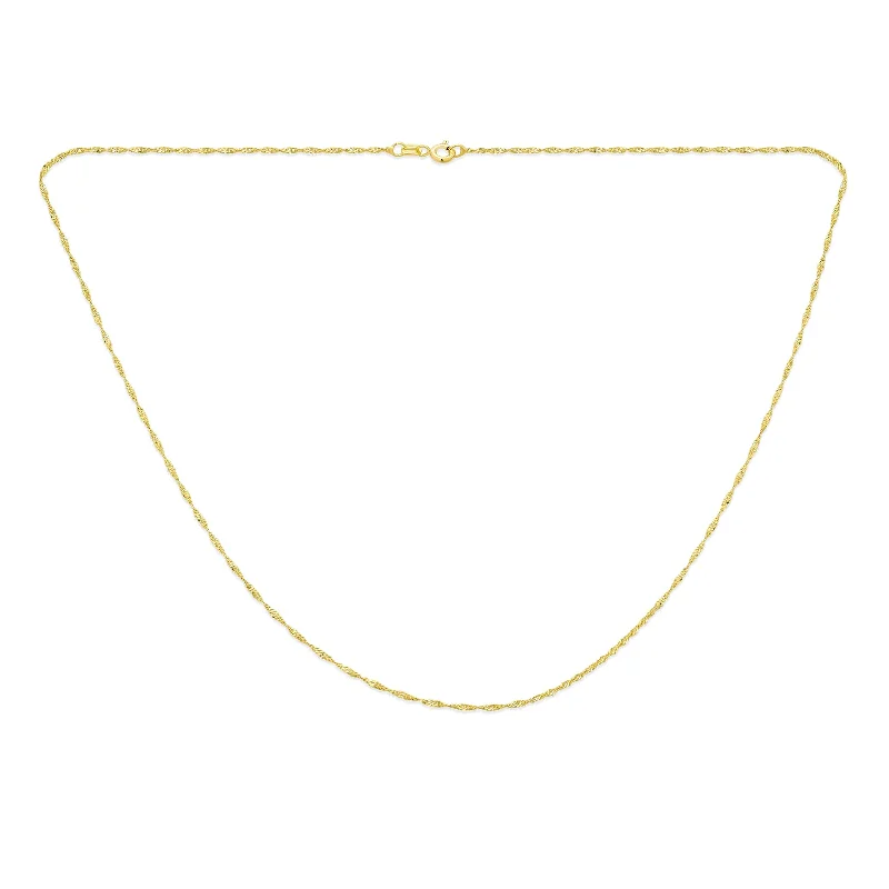 women's necklaces with fancy pendant -Thin 1.5MM Singapore Twisted Rope Chain Necklace 14K Gold Plated Silver Italian