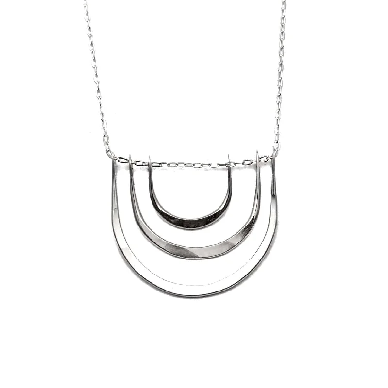 women's necklaces with teardrop pendant -Triple Arc Necklace Silver