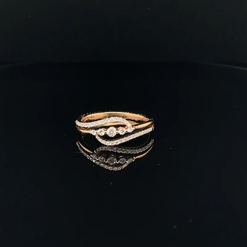 women's engagement rings with intricate diamond setting -Diamond Swirling Fern Ring in 18k Rose Gold - (#24-HRDIA002148)