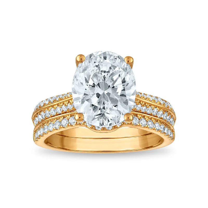 women's engagement rings with custom design -Signature EcoLove Diamond Dreams 3-1/2 CTW Lab Grown Diamond Bridal Set in 14KT Yellow Gold