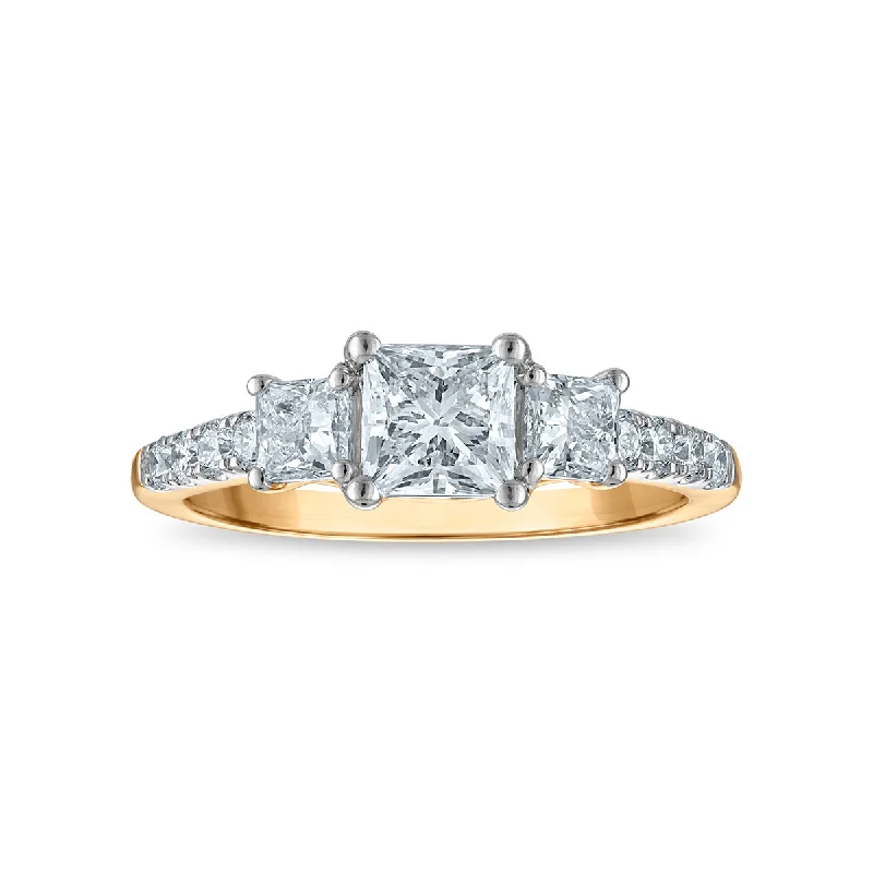 women's engagement rings with halo setting -Signature EcoLove 1-1/2 CTW Lab Grown Diamond Three Stone Ring