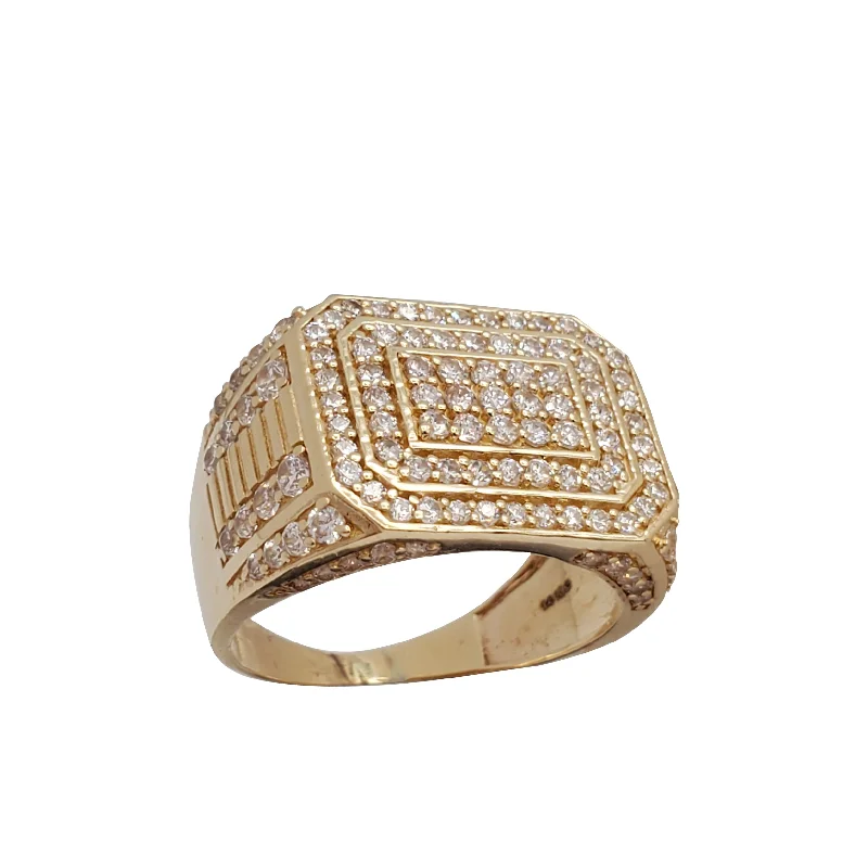 women's rings with yellow gold band -Rectangle  Presidential Men's Ring (14K)