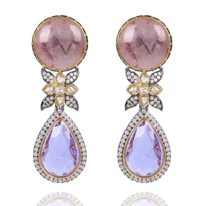 women's earrings with luxury stone -Safeena Earrings