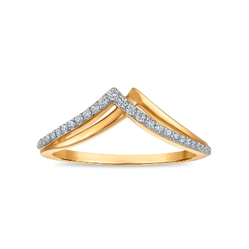 women's engagement rings with open setting -1/8 CTW Diamond Double Chevron Fashion Ring in 10KT Yellow Gold