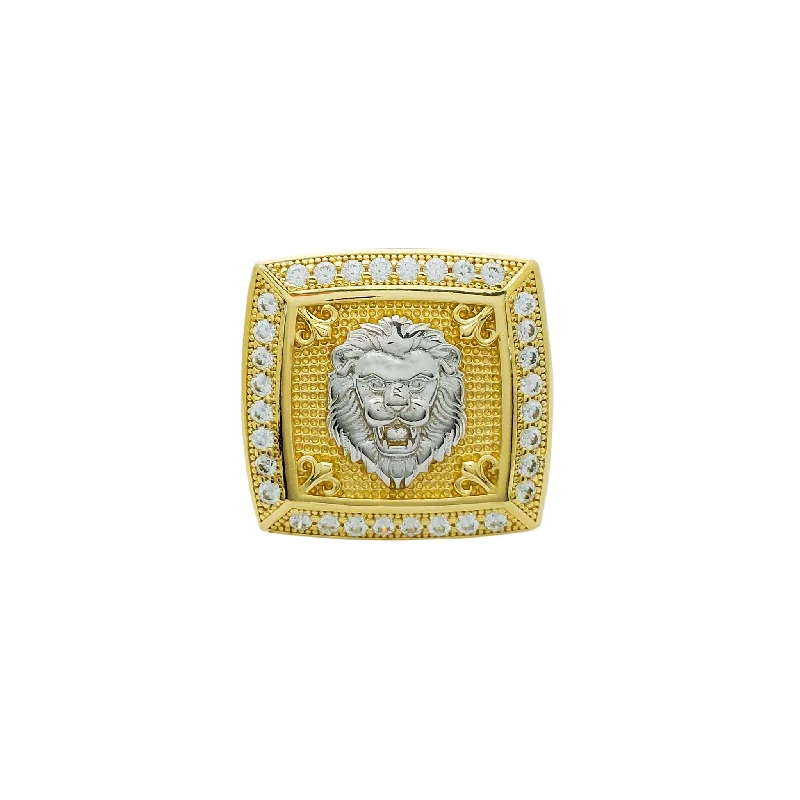 women's rings with modern setting -Monarch's Emblem Lion Head Ring (14K)