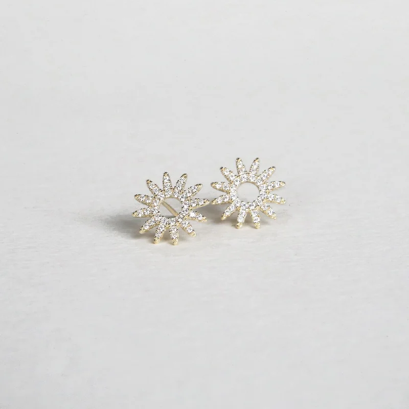 women's earrings with intricate design -CZ Sunburst Earrings