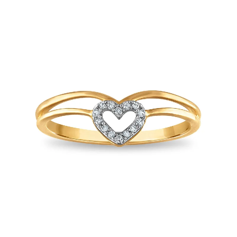 women's engagement rings with contemporary style -Diamond Accent Heart Ring in 10KT Yellow Gold