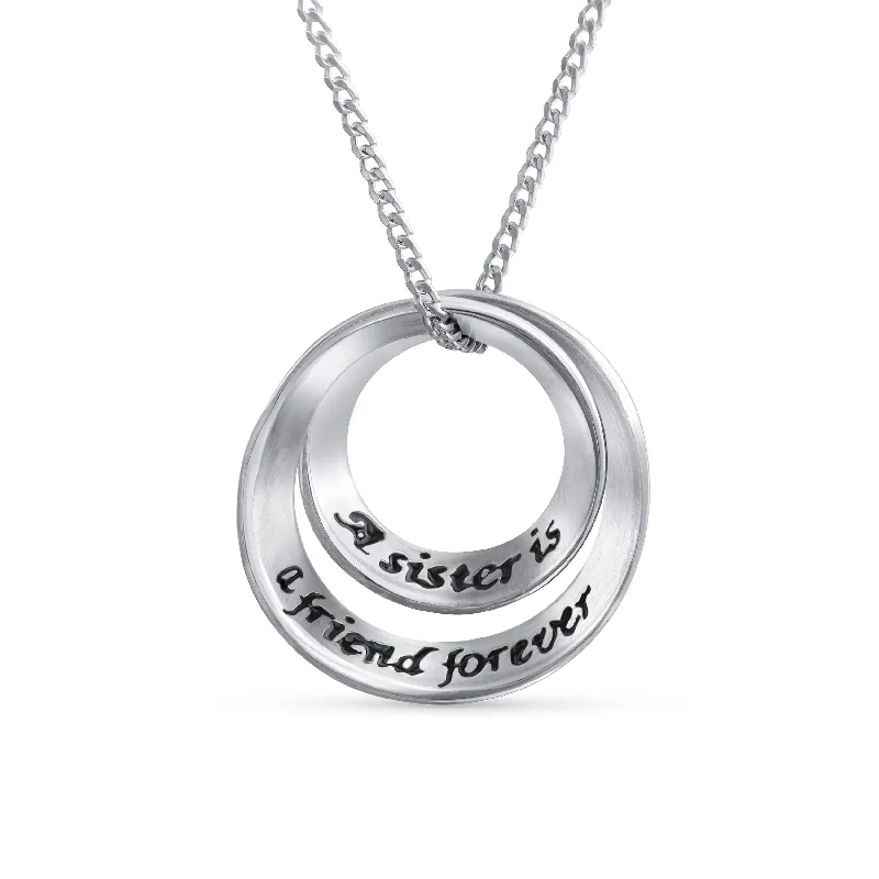 women's necklaces with gold-plated finish -Inspirational Mantra Infinity Circle Pendant Necklace Sterling Silver for Teens